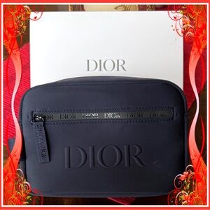 DIOR BlackToiletry Bag W/ Leopard Interior - New In Box